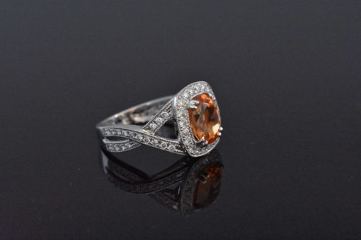 18k white gold and oragne garnet ring - lorenas jewelry