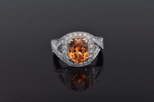18k white gold and orange garnet ring - lorenas jewelry