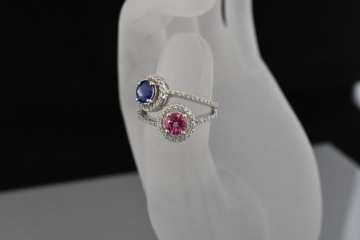 18k white gold sapphire and spinel ring - lorraine fine jewelry