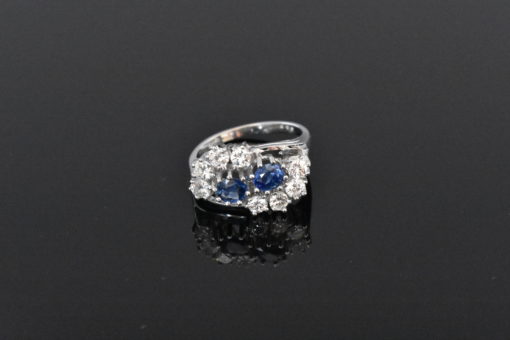 14k white gold diamond and sapphire ring- lorraine fine jewelry