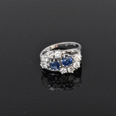 14k white gold diamond and sapphire ring- lorraine fine jewelry