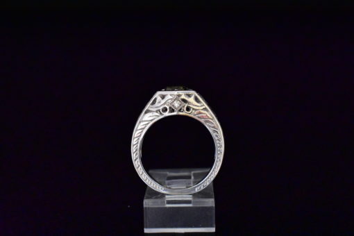 14k white gold engraved color changing sapphire ring - lorraine fine jewelry