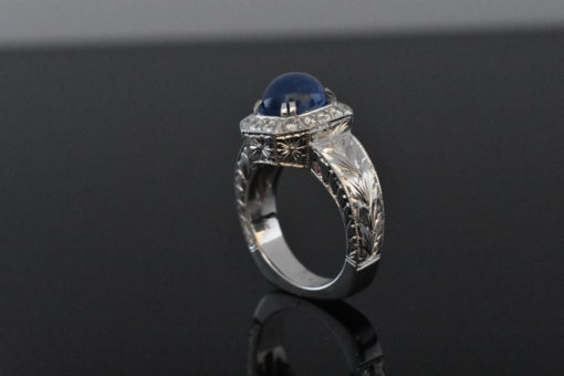 18k white gold star sapphire ring - lorraine fine jewelry