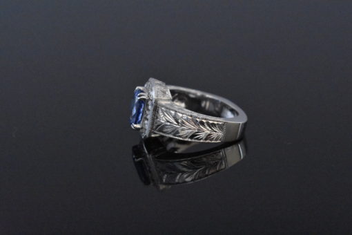 18k white gold GIA Certified Sapphire ring - Lorraine Fine Jewelry