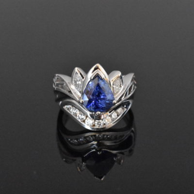 18K White Gold GIA Certified Sapphire & Diamond | Lorraine's Fine Jewelry