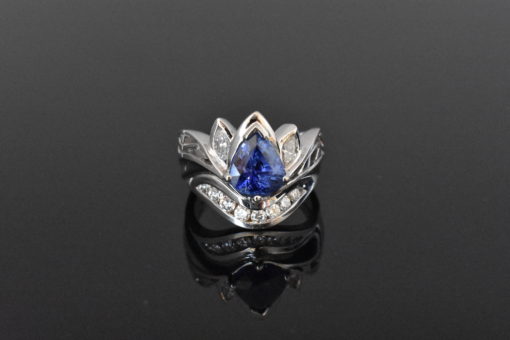 18K White Gold GIA Certified Sapphire & Diamond | Lorraine's Fine Jewelry