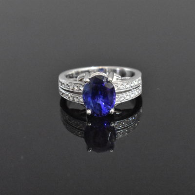 Platinum GIA Certified Sapphire & Diamond Ring | Lorraine's Fine Jewelry