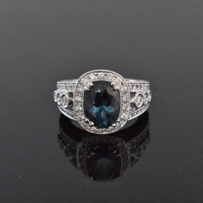 18K White Gold GIA Certified Blue Spinel & Diamond Ring | Lorraine's Fine Jewelry