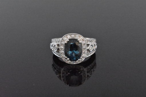 18K White Gold GIA Certified Blue Spinel & Diamond Ring | Lorraine's Fine Jewelry