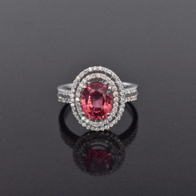 18K White Gold Natural Red Spinel & Diamond Ring | Lorraine's Fine Jewelry