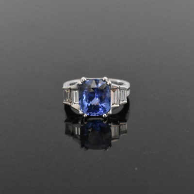 18K White Gold GIA Certified Sapphire & Diamond Ring | Lorraine's Fine Jewelry