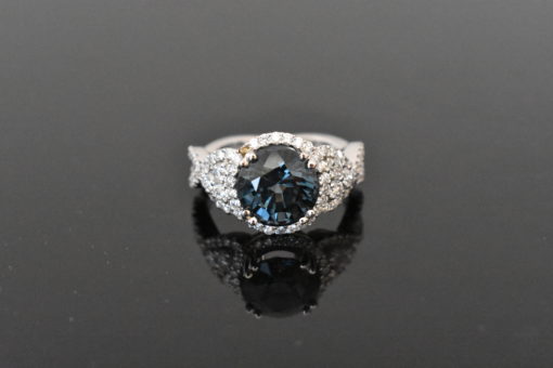 18K White Gold GIA Certified Blue Spinel & Diamond Ring | Lorraine Fine Jewelry
