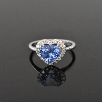 18K White Gold GIA Certified Blue Sapphire & Diamond Ring | Lorraine Fine Jewelry