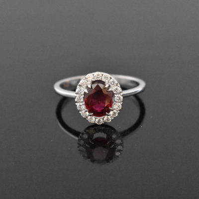 18K White Gold Very Fine Ruby & Diamond Ring | Lorraine Fine Jewelry