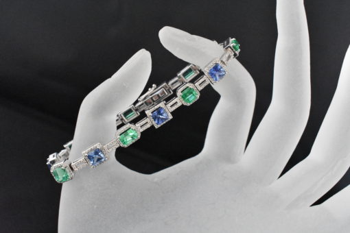 Sapphire, Emerald, and Diamond Bracelet - Lorraine Fine Jewelry