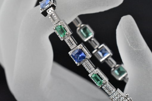 Sapphire, Emerald, and Diamond Bracelet - Lorraine Fine Jewelry