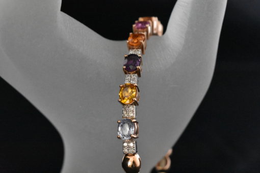 Multi colored Sapphire and Diamond Bangle - Lorraine Fine Jewelry