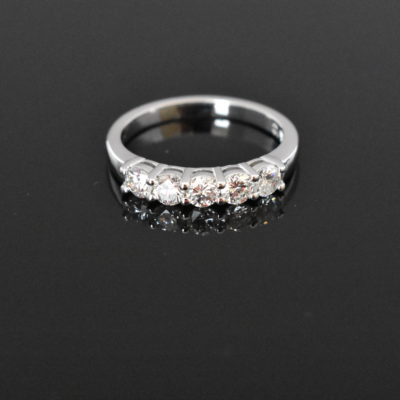 14K White Gold 5 Stone, Shared Prong Diamond Ring | Lorraine's Fine Jewelry