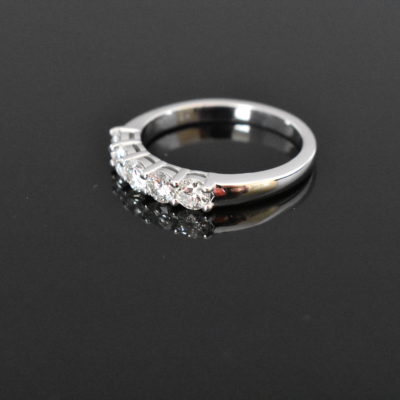 14K White Gold 5 Stone Diamond Shared Prong Ring | Lorraine's Fine Jewelry