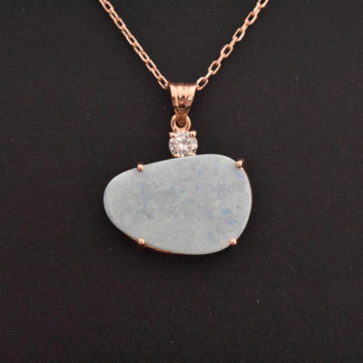 14K Rose Gold Boulder Opal & Diamond Ring | Lorraine's Fine Jewelry