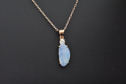 14K Rose Gold Boulder Opal & Diamond Pendant | Lorraine's Fine Jewelry